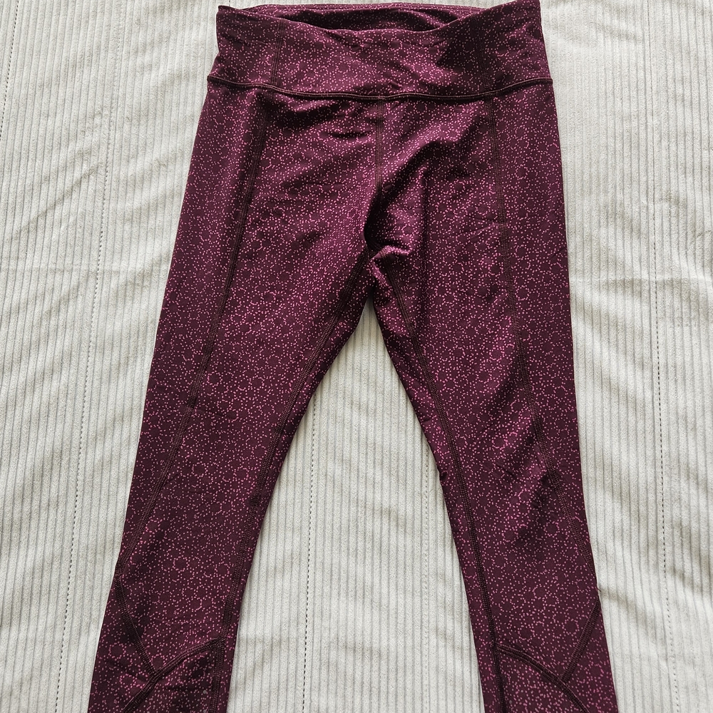 lululemon athletica Girls' Plum with Pink Dot Print Leggings